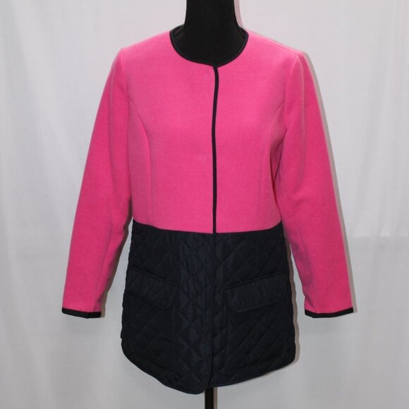 crown & ivy Jackets & Blazers - Crown & Ivy Pink and Navy Fleece Jacket
